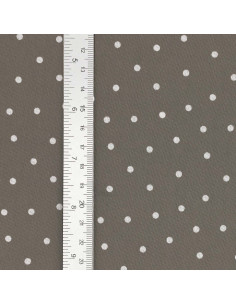 Tissu popeline de coton pois - Taupe 2