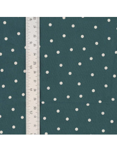 Tissu popeline de coton pois - Bleu canard 2