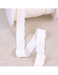 Elastique lingerie façon dentelle pois blanc