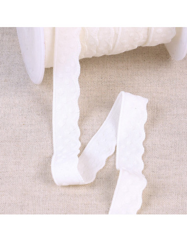 Elastique lingerie façon dentelle pois blanc
