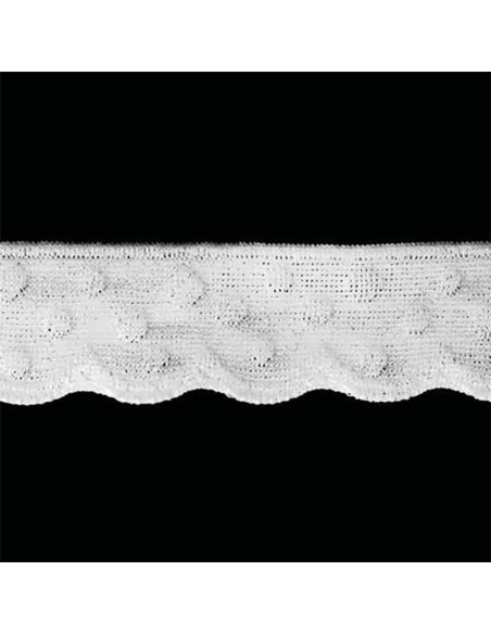 Elastique lingerie façon dentelle pois blanc