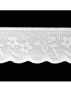 Elastique lingerie façon dentelle fleurs et feuilles blanc 2