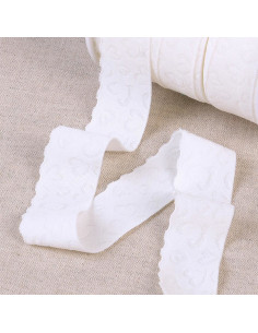 Elastique lingerie façon dentelle coeurs blanc