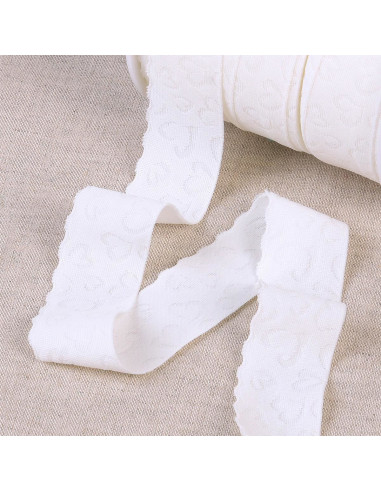 Elastique lingerie façon dentelle coeurs blanc