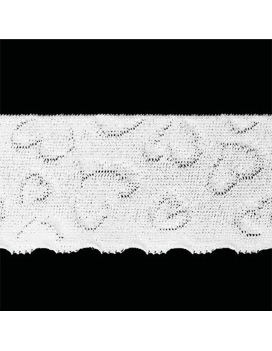 Elastique lingerie façon dentelle coeurs blanc