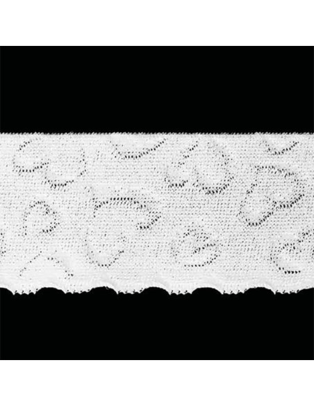 Elastique lingerie façon dentelle coeurs blanc