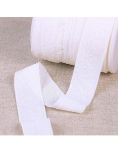 Elastique lingerie façon dentelle fleurs blanc