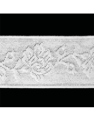 Elastique lingerie façon dentelle fleurs blanc