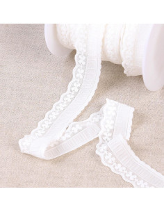Elastique lingerie façon dentelle plissé blanc