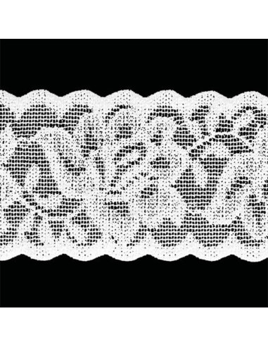Elastique lingerie façon dentelle grandes fleurs blanc