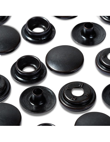 Boite de 10 boutons pression sport camping Noir avec outil 15 mm