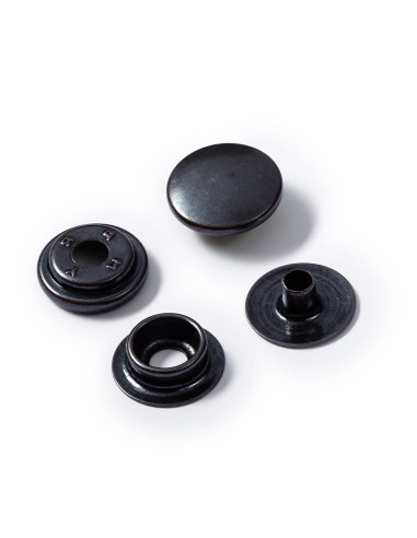 Boite de 10 boutons pression sport camping Noir avec outil 15 mm