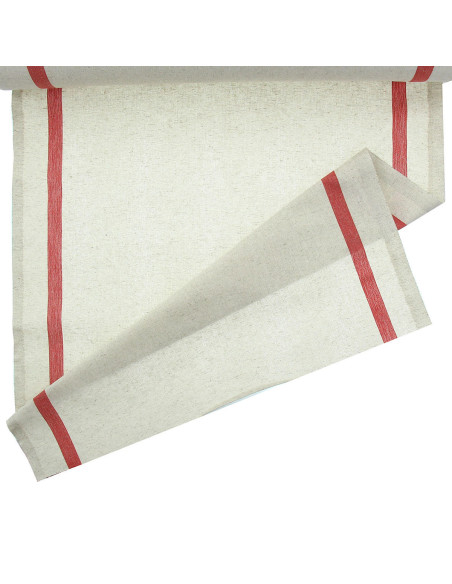 Tissu torchon coton et lin - Rouge