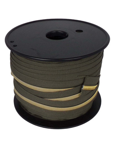 Fermeture nylon 5 mm lurex - Kaki et or