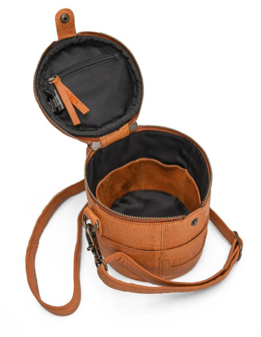 Petit sac à tricot en cuir Muud Saturn Mini - Whisky