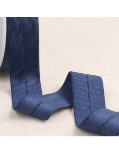 Biais élastique pré-plié gros grain 30 mm de large - Bleu marine