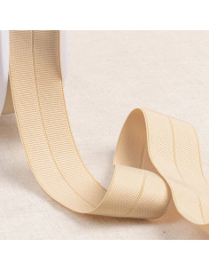 Biais élastique pré-plié gros grain 30 mm de large - Beige