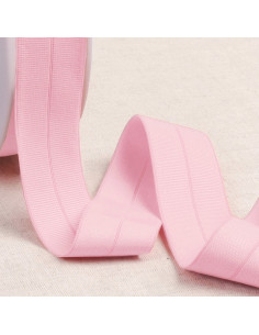 Biais élastique pré-plié gros grain 30 mm de large - Rose