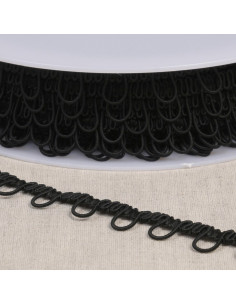 Galon ganse boutonnière élastique - Noir