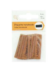 Lot de 6 étiquettes simili - Hand Made marron 2