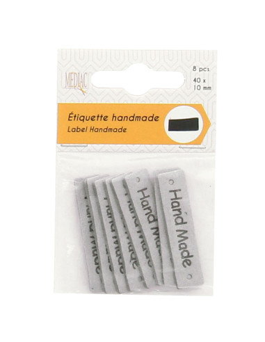 Lot de 6 étiquettes simili - Hand Made gris