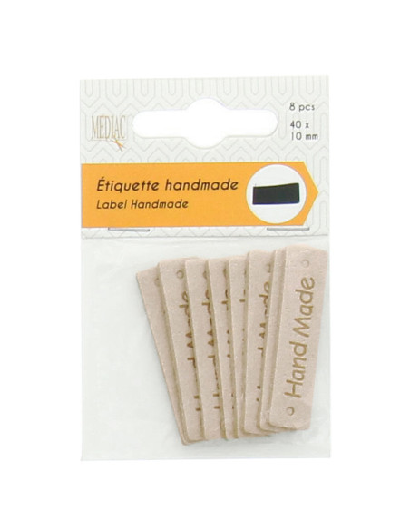 Lot de 6 étiquettes simili - Hand Made ivoire