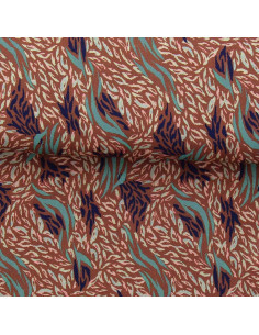 Tissu viscose fantaisie - Kallis marron et bleu