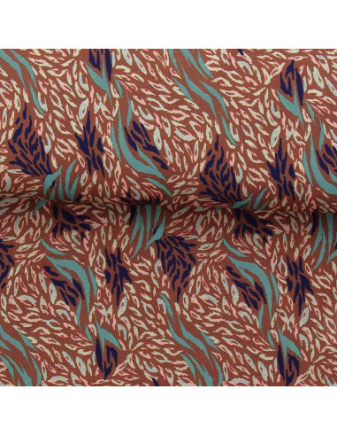 Tissu viscose fantaisie - Kallis marron et bleu