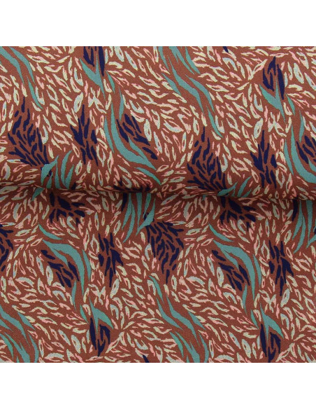 Tissu viscose fantaisie - Kallis marron et bleu