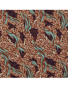 Tissu viscose fantaisie - Kallis marron et bleu 2