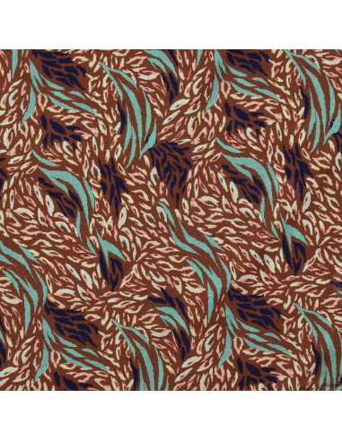 Tissu viscose fantaisie - Kallis marron et bleu