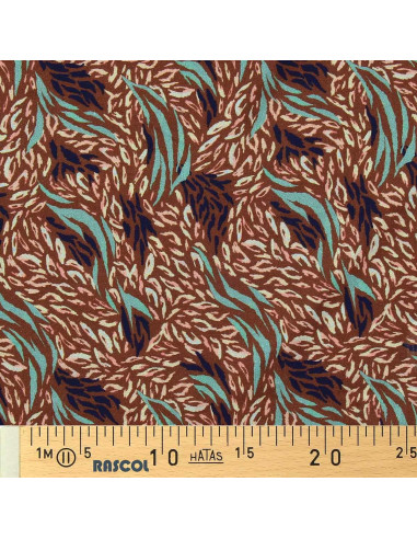 Tissu viscose fantaisie - Kallis marron et bleu