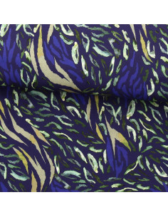 Tissu viscose fantaisie - Zaiba bleu et vert