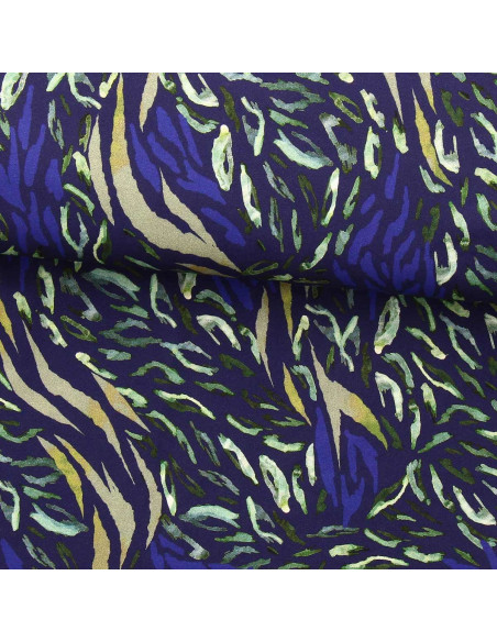 Tissu viscose fantaisie - Zaiba bleu et vert