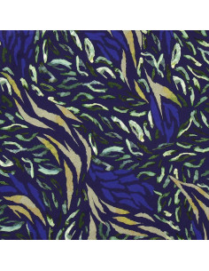 Tissu viscose fantaisie - Zaiba bleu et vert 2