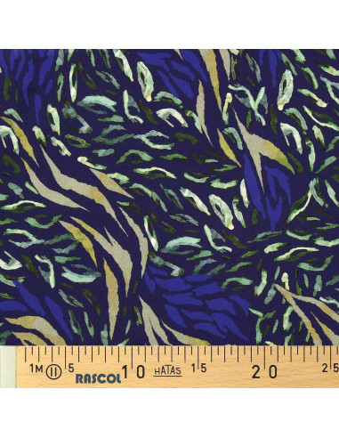 Tissu viscose fantaisie - Zaiba bleu et vert