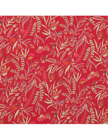 Tissu viscose fantaisie - Rama rouge et orange