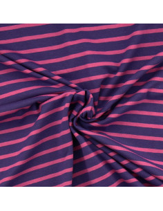Tissu jersey rayé breton - Violet et pétunia
