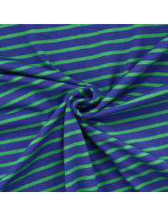 Tissu jersey rayé breton - Bleu et vert