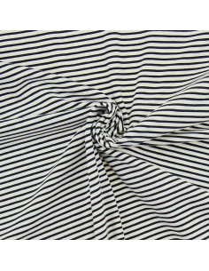 Tissu jersey rayé marin - Écru et noir
