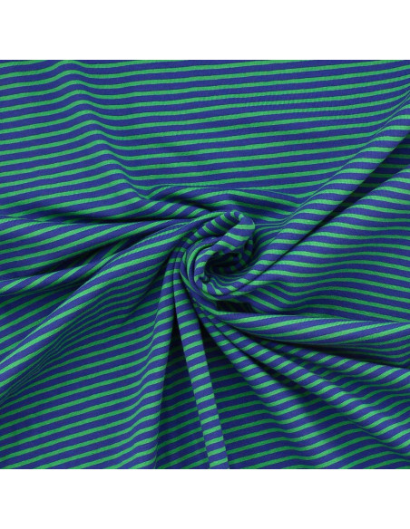 Tissu jersey rayé marin - Bleu et vert