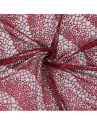 Tissu dentelle Mila - Bordeaux