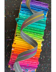 Fermeture nylon 5 mm 274 cm - Rayures noires et blanches maille iridescente 2