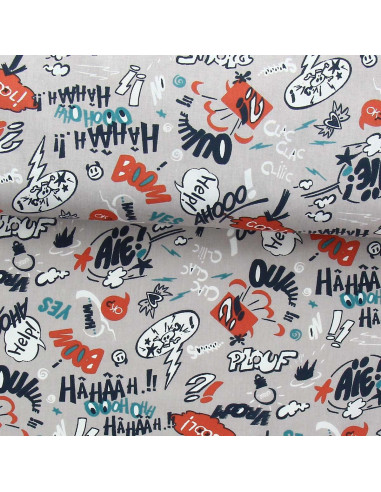 Tissu popeline de coton - Cool gris et bleu