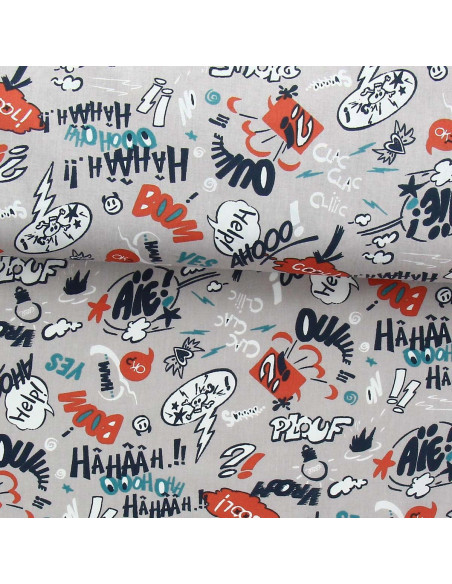 Tissu popeline de coton - Cool gris et bleu
