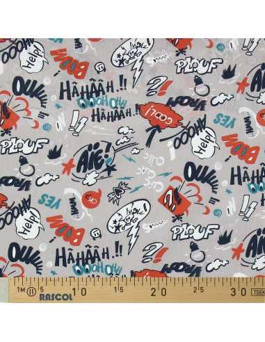 Tissu popeline de coton - Cool gris et bleu