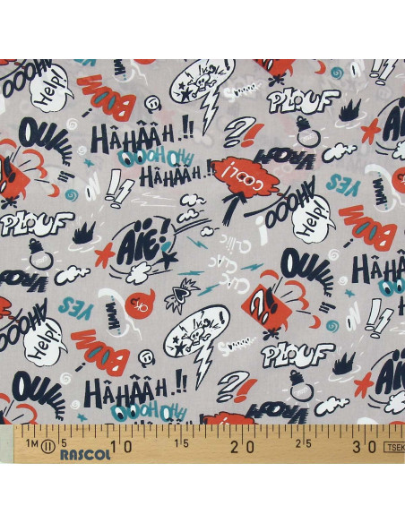Tissu popeline de coton - Cool gris et bleu