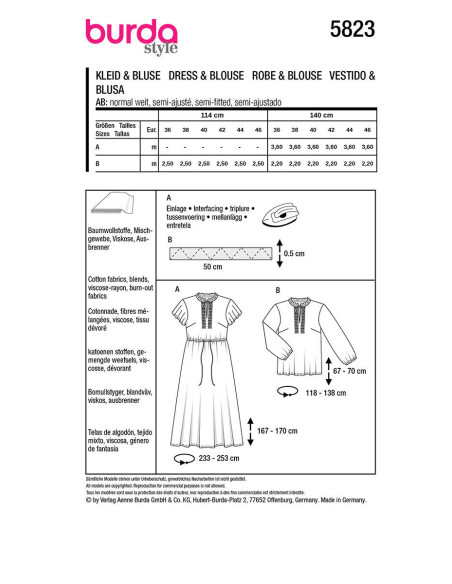 Patron de robe et blouse - Burda 5823