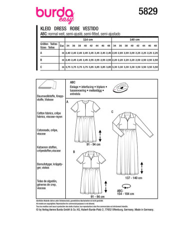 Patron de robe - Burda 5829