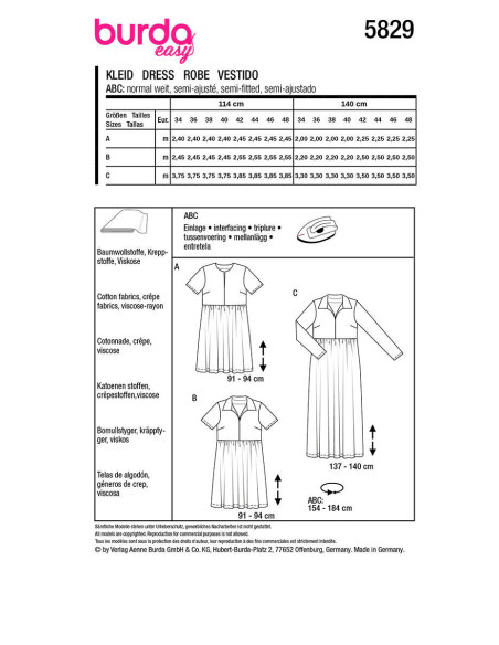 Patron de robe - Burda 5829